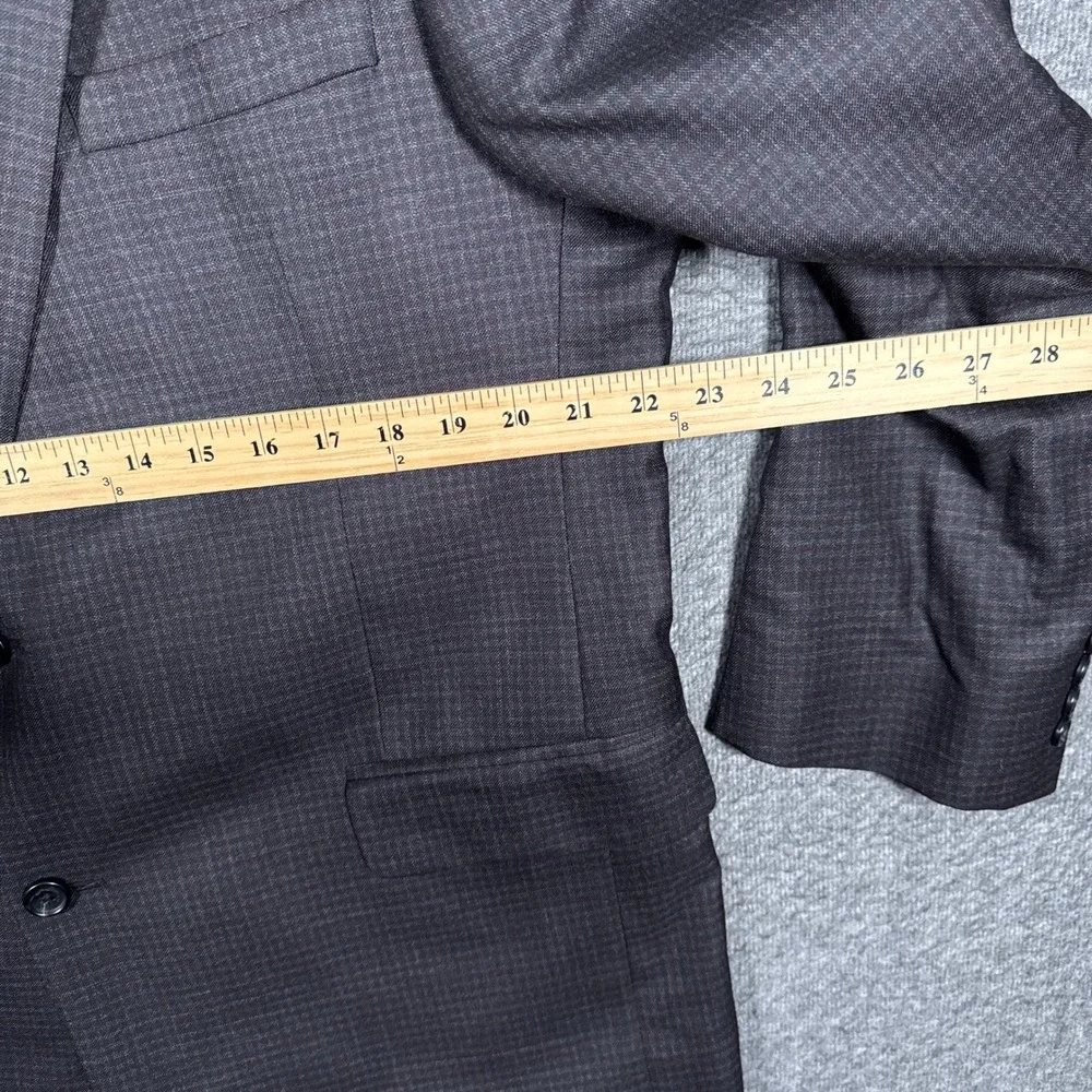 Jos A Bank Blazer Mens 46L Grey Silk Wool Signature Collection‎ Plaid Sport Coat